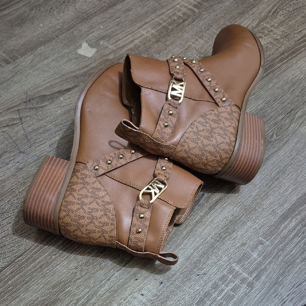 Michael Kors Tan Studded Ankle Boots - Picture 4 of 7
